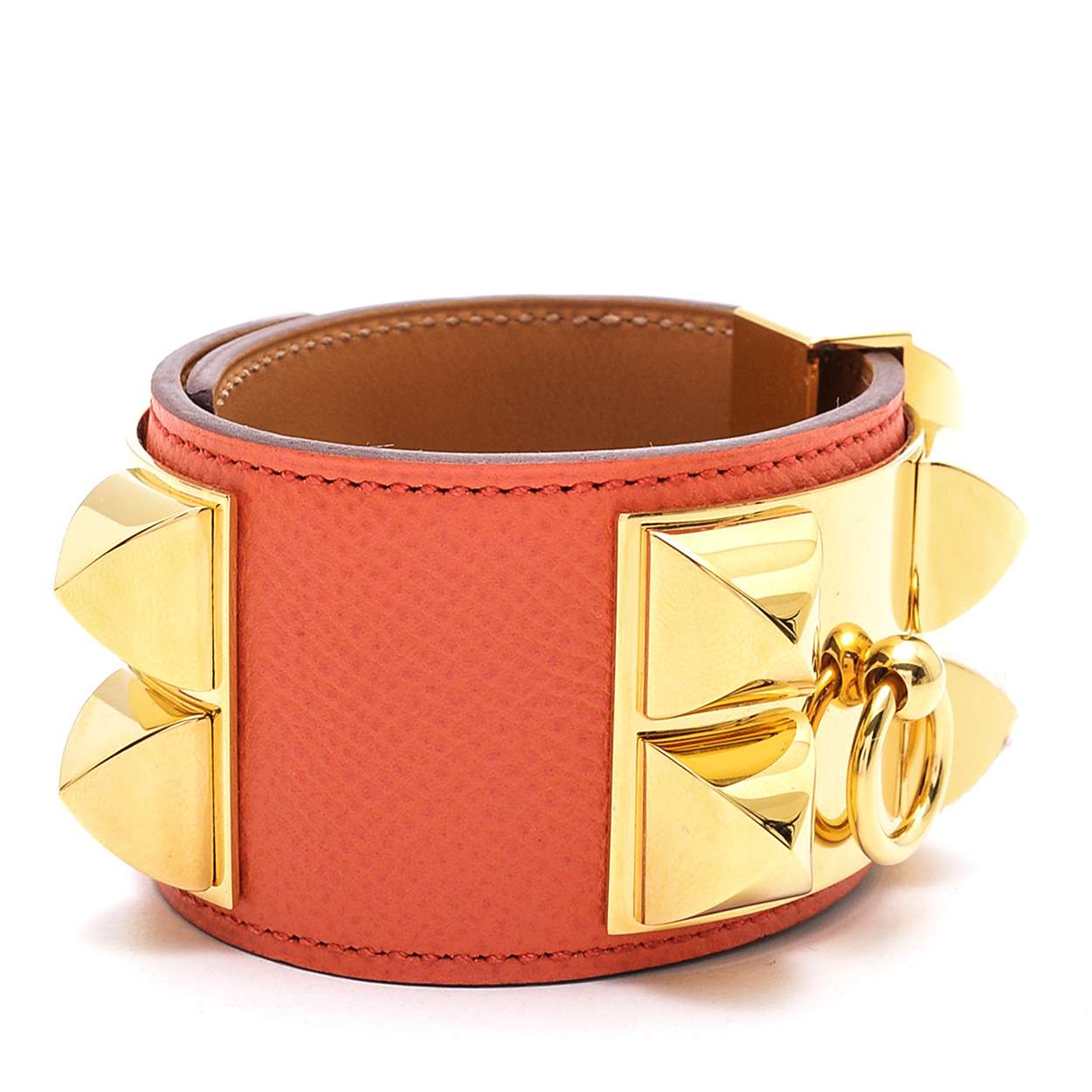 Hermes Orange  Collier De Chien Leather Bracelet 